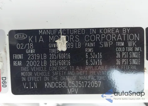 2018 Kia Niro Lx z USA, uszkodzony, nr VIN KNDCB3LC5J5172057